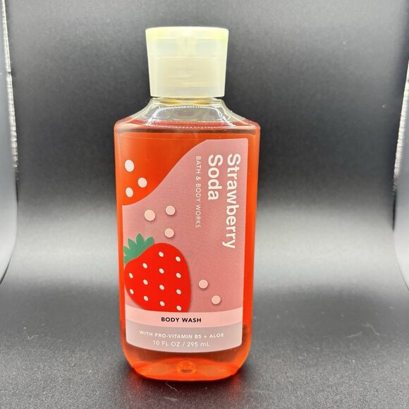 Bath & Body Works Strawberry Soda Body Wash Shower Gel 10 oz Fruity Summer Aloe - Picture 2 of 13